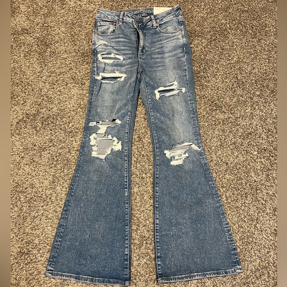 american eagle super high rise flare jeans